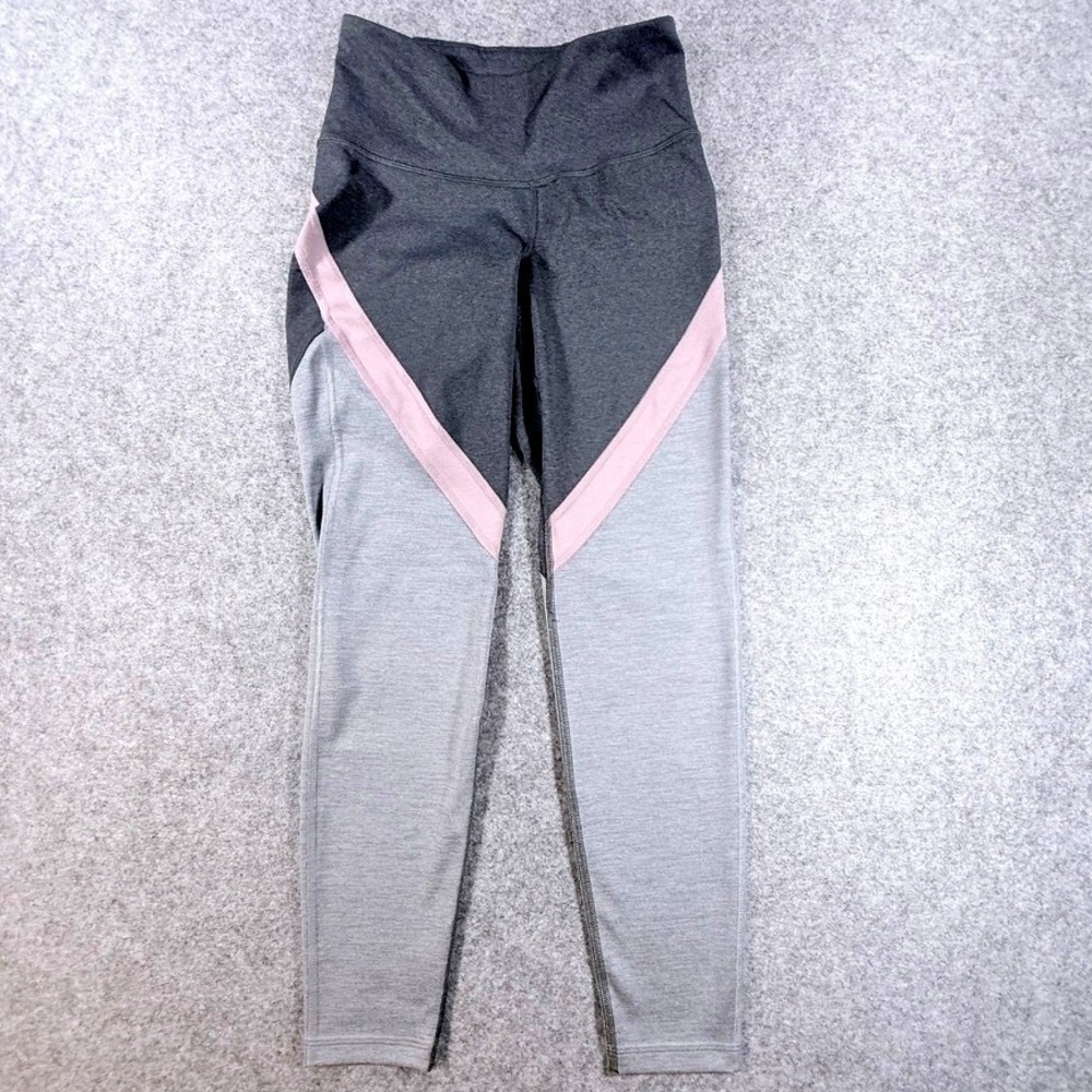 Old Navy Active Go-Dry Grey Pink Colorblock High Waisted‎ 7/8 Leggings Womens S